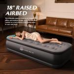 JUITOY Twin Air Mattress with Built in Pump Newly Upgraded one-Touch air Mattress with pillowNo Peculiar Smell for Camping,Home,Guests & Portable Travel,18"/440lbs Max Blow Up Bed Gray
