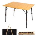 KingCamp Bamboo Folding Table, 4-Fold Camping Adjustable Height Portable Outdoor Lightweight & Compact Table with Aluminum Frame for RV Picnic BBQ Tailgating