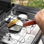 CAMPLUX 2 Burners & 1 Grill Propane Camping Stove, 15,000 BTU Portable Outdoor Propane Camping Grill Burner with Free Standing Legs, Auto-Ignition Gas Stove with Regulator, Black