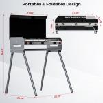 CAMPLUX 2 Burners & 1 Grill Propane Camping Stove, 15,000 BTU Portable Outdoor Propane Camping Grill Burner with Free Standing Legs, Auto-Ignition Gas Stove with Regulator, Black