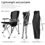 Anmiro Folding Camping Chair with Cup Holder and Storage Bag, Heavy Duty Support 400 LBS, Oversized Collapsible Portable Camping Chair for Outdoor Camp, Picnic, Travel, Fishing Grey