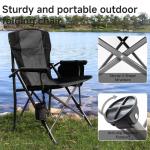 Anmiro Folding Camping Chair with Cup Holder and Storage Bag, Heavy Duty Support 400 LBS, Oversized Collapsible Portable Camping Chair for Outdoor Camp, Picnic, Travel, Fishing Grey