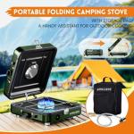 AFFLUENT 2 Burner Propane Camping Stove with Grill and Storage Bag- A Must - Have Camp Stove Propane! Foldable, Featuring Two Adjustable Burners Ideal Portable Camping Stove for Camping & BBQ(Green)