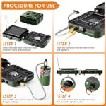 AFFLUENT 2 Burner Propane Camping Stove with Grill and Storage Bag- A Must - Have Camp Stove Propane! Foldable, Featuring Two Adjustable Burners Ideal Portable Camping Stove for Camping & BBQ(Green)