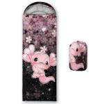QOOMO Axolotl Cherry Blossom Printed Camping Sleeping Bags,3 Season Warm & Cool Weather,Lightweight,Waterproof Sleeping Bags for Adults & Kids,Traveling,and Outdoors,Camping Gear Equipment,31x90inch