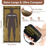 LeadCon 5 Pack Extra Large Emergency Sleeping Bags with Survival Whistle, Aluminized PE Survival Gear Supplies for Camping Hiking. Emergency Blankets for Survival