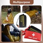 LeadCon 5 Pack Extra Large Emergency Sleeping Bags with Survival Whistle, Aluminized PE Survival Gear Supplies for Camping Hiking. Emergency Blankets for Survival