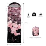 QOOMO Axolotl Cherry Blossom Printed Camping Sleeping Bags,3 Season Warm & Cool Weather,Lightweight,Waterproof Sleeping Bags for Adults & Kids,Traveling,and Outdoors,Camping Gear Equipment,31x90inch