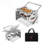 BiggerFire 360° Rotating Barbecue Grill, Stainless Steel Flipping Barbecue Grills, Portable Camping Charcoal BBQ Grill Outdoor, Detachable Portable Charcoal Barbecue Grill for Picnic Yard Party