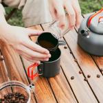 Odoland Camping Coffee Pot Camping Coffee Makers, 1.2L Camping Kettle with Camping Mug and Camp Coffee Filter of Camp Cookware for Hiking Backpacking and Picnic