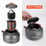 Odoland Camping Coffee Pot Camping Coffee Makers, 1.2L Camping Kettle with Camping Mug and Camp Coffee Filter of Camp Cookware for Hiking Backpacking and Picnic