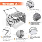 BiggerFire 360° Rotating Barbecue Grill, Stainless Steel Flipping Barbecue Grills, Portable Camping Charcoal BBQ Grill Outdoor, Detachable Portable Charcoal Barbecue Grill for Picnic Yard Party