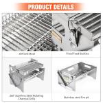 BiggerFire 360° Rotating Barbecue Grill, Stainless Steel Flipping Barbecue Grills, Portable Camping Charcoal BBQ Grill Outdoor, Detachable Portable Charcoal Barbecue Grill for Picnic Yard Party