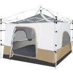 REDCAMP Canopy Camping Tent for Pop Up Canopy Tent, Inner Tent with Mesh Window, Converts Straight Leg 10'x10' or 10'x20' Canopy into Camping Tent, Fits 4-6 Person, Khaki(Frame/Shelter NOT Included)