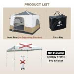 REDCAMP Canopy Camping Tent for Pop Up Canopy Tent, Inner Tent with Mesh Window, Converts Straight Leg 10'x10' or 10'x20' Canopy into Camping Tent, Fits 4-6 Person, Khaki(Frame/Shelter NOT Included)