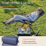 Sweetcrispy Zero Gravity Chairs, Set of 2 Portable Recliner Beach Camping Patio Outdoor Folding Lounge Chair with Cup Holder Trays and Adjustable Pillow for Poolside, Garden, Backyard, Lawn (Blue)