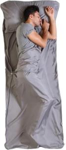 Tough Outdoors Sleeping Bag Liner - Adult Sleep Sack & Travel Sheets-Travel Sleep Sack for Backpacking -Sleeping Bag Liners - Gray with Zipper