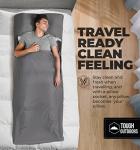 Tough Outdoors Sleeping Bag Liner - Adult Sleep Sack & Travel Sheets-Travel Sleep Sack for Backpacking -Sleeping Bag Liners - Gray with Zipper
