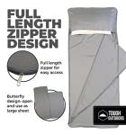 Tough Outdoors Sleeping Bag Liner - Adult Sleep Sack & Travel Sheets-Travel Sleep Sack for Backpacking -Sleeping Bag Liners - Gray with Zipper