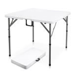 Byliable 34" Square Folding Card Table, Fold-in-Half Utility Dining Portable Table Heavy Duty HDPE White Plastic Foldable with Carrying Handle Indoor Outdoor for Picnic, Camping, Party