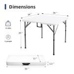 Byliable 34" Square Folding Card Table, Fold-in-Half Utility Dining Portable Table Heavy Duty HDPE White Plastic Foldable with Carrying Handle Indoor Outdoor for Picnic, Camping, Party