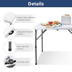 Byliable 34" Square Folding Card Table, Fold-in-Half Utility Dining Portable Table Heavy Duty HDPE White Plastic Foldable with Carrying Handle Indoor Outdoor for Picnic, Camping, Party