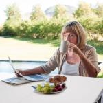 Byliable 34" Square Folding Card Table, Fold-in-Half Utility Dining Portable Table Heavy Duty HDPE White Plastic Foldable with Carrying Handle Indoor Outdoor for Picnic, Camping, Party