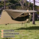 Onewind 11ft Camping Hammock with Mosquito Net and Structure Ridgeline, Lightweight Portable Hammock with 12ft Tree Straps Ideal for Outdoor Hiking Backpacking, OD Green