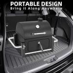 Portable Charcoal Grill, Tabletop Outdoor Barbecue Smoker, Small BBQ Grill for Outdoor Cooking Backyard Camping Picnics Beach by DNKMOR