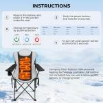 OUTSIDER Heated Camping Chair Heavy Duty 3-Position Folding Camp Chair with 3 Heat Levels, Cup Holder & Side Storage - Outdoor Heating Camping Chair for Adults, Supports 350lbs,Battery Not Included