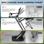 OUTSIDER Heated Camping Chair Heavy Duty 3-Position Folding Camp Chair with 3 Heat Levels, Cup Holder & Side Storage - Outdoor Heating Camping Chair for Adults, Supports 350lbs,Battery Not Included
