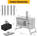 Camping Wood Stove Portable Camping Tent Stove,Stainless Steel Hot Tent Stove with Chimney Pipes & Storage Bag,Large Firebox Hot Tent for Outdoor Cooking and Heating