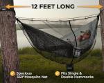 Foxelli XL Hammock Net – 12ft Net for Hammocks, Lightweight Portable Hammock Netting, Fast and Easy Set Up, Fits All Camping Hammocks