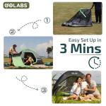 Golabs CT1 2 Person Camping Tent, Easy Set Up in 3 Mins, PU1500mm Waterproof w/Mesh Top & Door with Ventilation, Lightweight 4.4lbs Portable Family Tent with Carry Bag &Interior Storage Pockets &Hook