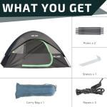Golabs CT1 2 Person Camping Tent, Easy Set Up in 3 Mins, PU1500mm Waterproof w/Mesh Top & Door with Ventilation, Lightweight 4.4lbs Portable Family Tent with Carry Bag &Interior Storage Pockets &Hook