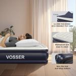 VOSSER Air Mattress Full with Built in Pump,18''Inflatable Mattress of Upgraded Vertical Beams,Self Inflatable/Deflation Blow Up Mattress in 3 Mins,Flocked Top Airbed with Carry Bag for Home, Camping