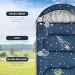 Wake In Cloud - Kids Sleeping Bag for Boys Toddlers, Camping in Warm Cold Weather, Backpacking Lightweight Compact Outdoor Liner for 3 Seasons Summer Spring Fall, Space Galaxy Navy