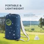 Wake In Cloud - Kids Sleeping Bag for Boys Toddlers, Camping in Warm Cold Weather, Backpacking Lightweight Compact Outdoor Liner for 3 Seasons Summer Spring Fall, Space Galaxy Navy
