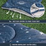 Wake In Cloud - Kids Sleeping Bag for Boys Toddlers, Camping in Warm Cold Weather, Backpacking Lightweight Compact Outdoor Liner for 3 Seasons Summer Spring Fall, Space Galaxy Navy