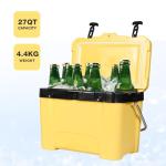YELLOW JACKET 27 Quart Ice Cooler, Portable Ice Chest Hard Cooler Box with Retention Insulation and Heavy Duty Handle for Camping, Picnic, Beach, Drink, Beverage, Fishing,Yellow