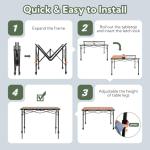 Join Nature Portable Outdoor Adjustable Height Camping Table, Large for 2-6 Person, Foldable Roll-up Aluminum Camp Table with Carry Bag for Picnic, Camp, Sturdy, Stable, Loads 220 Lbs