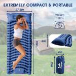 Pretyw Sleeping Pad for Camping - Ultralight Camping Mattress with Pillow, Built-in Foot Pump, Compact Inflatable Portable Mat for Backpacking, Hiking, Car Traveling, Beach, Tent