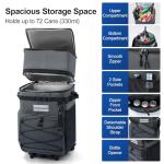 Odoland 48/72 Cans Soft Cooler with Wheels and Handle Collapsible Ice Chest Rolling Coolers on Wheels for Beach Camping Travel and Picnic