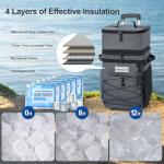 Odoland 48/72 Cans Soft Cooler with Wheels and Handle Collapsible Ice Chest Rolling Coolers on Wheels for Beach Camping Travel and Picnic