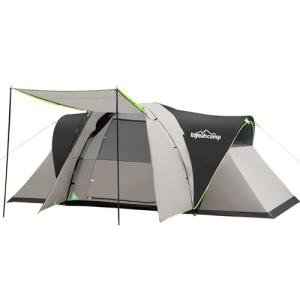 LOYEAHCAMP 8 Person Larger Extended Dome Camping Tent with 3 Rooms, Waterproof Semi-Freestanding Family Outdoor Tent with Spacious Interior and Mesh Windows