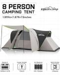 LOYEAHCAMP 8 Person Larger Extended Dome Camping Tent with 3 Rooms, Waterproof Semi-Freestanding Family Outdoor Tent with Spacious Interior and Mesh Windows