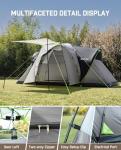 LOYEAHCAMP 8 Person Larger Extended Dome Camping Tent with 3 Rooms, Waterproof Semi-Freestanding Family Outdoor Tent with Spacious Interior and Mesh Windows