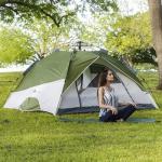 MOON LENCE Instant Pop Up Tent for 3-4 Person - Automatic Portable, Windproof for Camping, Hiking，Mountaineering, Green