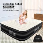 Vinitin Air Mattress Queen with Built in Pump, 18" Elevated Inflatable Blow Up Mattress with Self-Inflation/Deflation, Soft Flocked Top Air Bed for Guest, Home,Camping, 80x60x18in, Max 660lb, Black