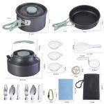 MEETSUN Portable Camping Pots and Pans Set,Aluminium Camping Cooking Set with Heat-Resistant Handles,Foldable Design,Quick-Clean Camping Cookware Set for Backpacking, Hiking,Survival,Emergency